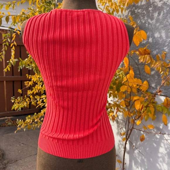 Super Cute Y2K Rib pink Coral Rhinestone Buckle Sleeveless - Picture 2 of 5